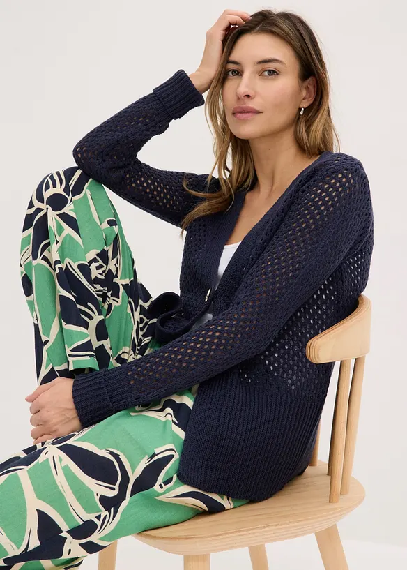 Gilet en maille ajour&eacute;e, bonprix