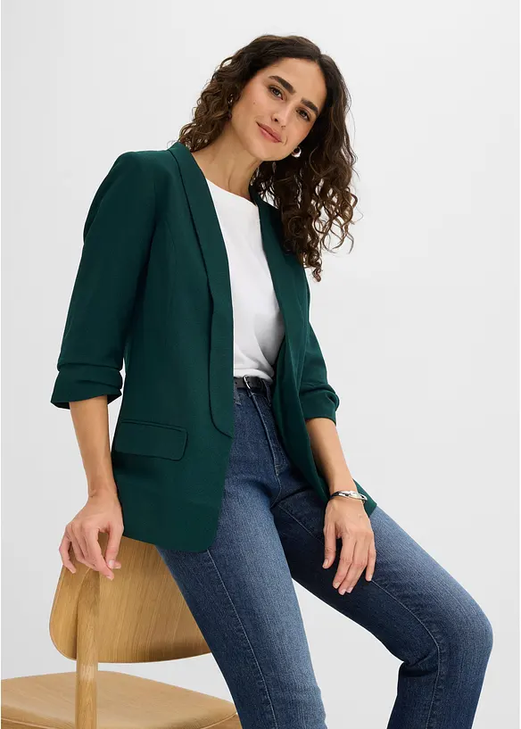 Blazer long &agrave; manches drap&eacute;es, bonprix