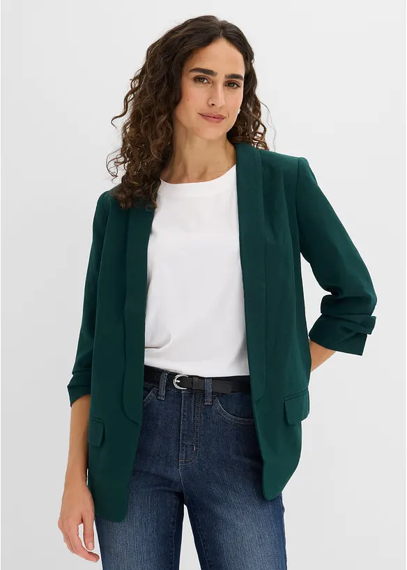 Blazer long &agrave; manches drap&eacute;es, bonprix