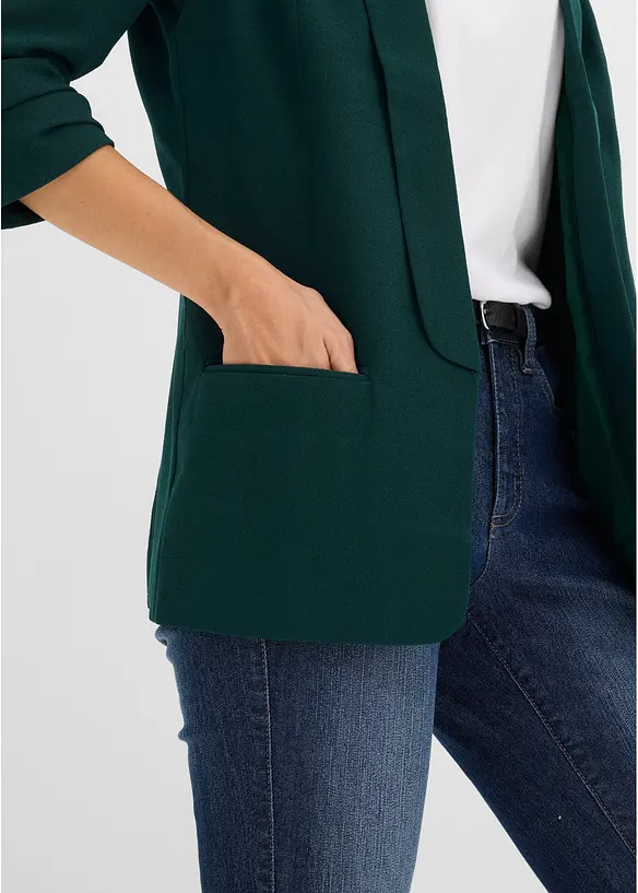 Blazer long &agrave; manches drap&eacute;es, bonprix