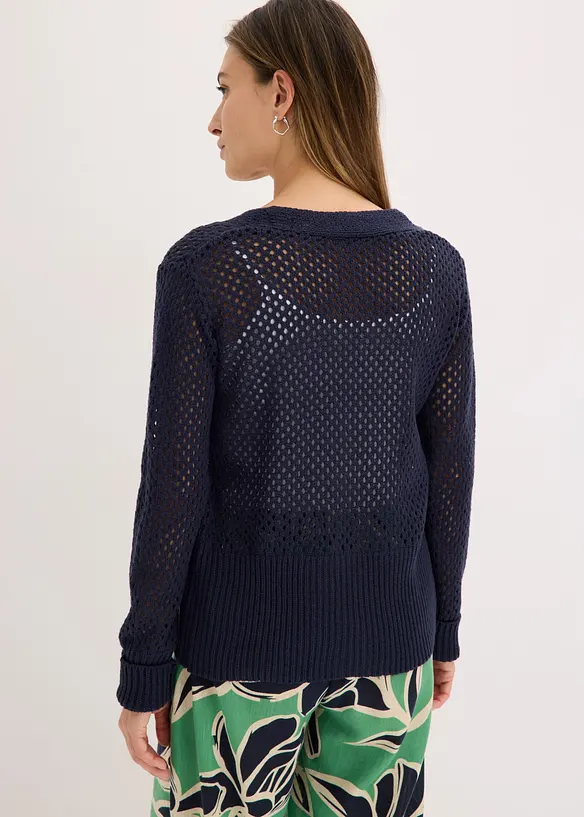 Gilet en maille ajour&eacute;e, bonprix