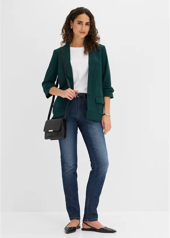 Blazer long &agrave; manches drap&eacute;es, bonprix
