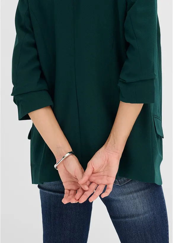 Blazer long &agrave; manches drap&eacute;es, bonprix