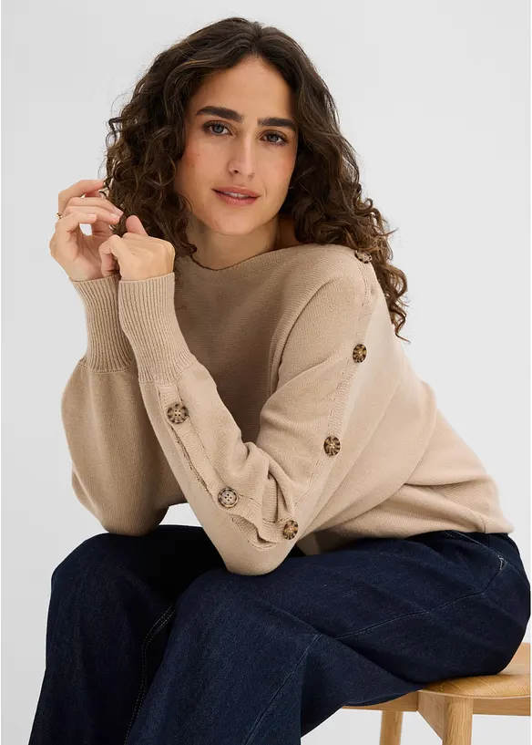 Pullover mit Knopfdetails, bonprix