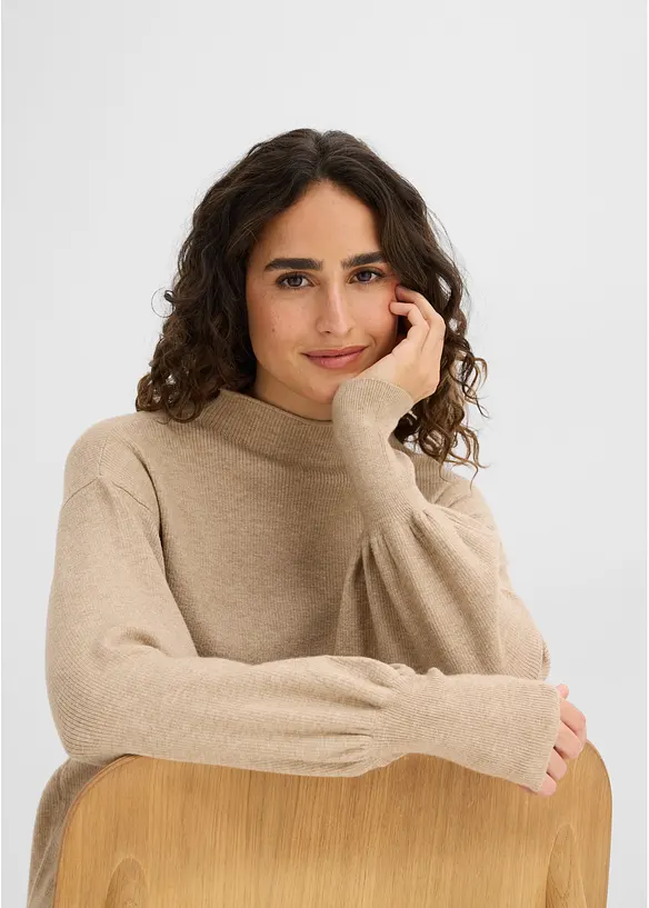 Strickpullover mit Ballon&auml;rmeln, bonprix
