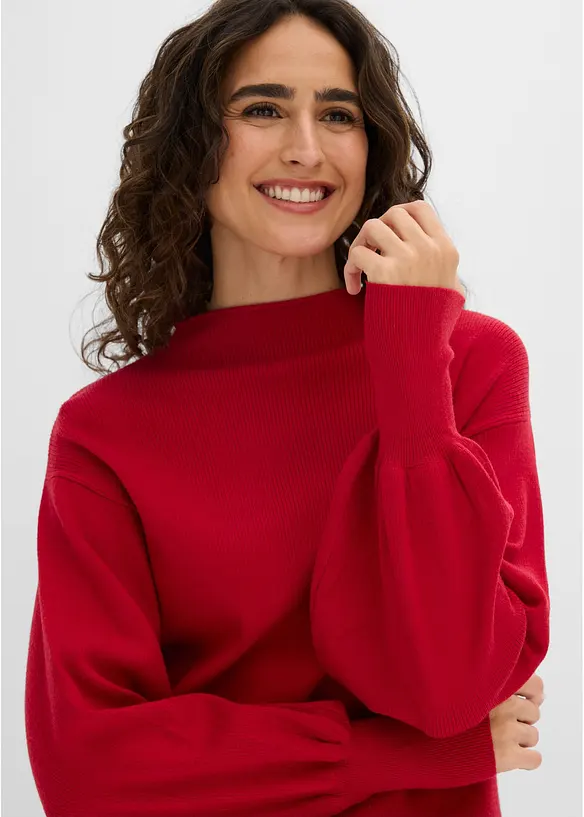 Strickpullover mit Ballon&auml;rmeln, bonprix