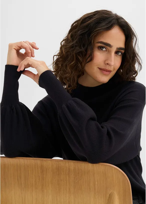 Strickpullover mit Ballon&auml;rmeln, bonprix