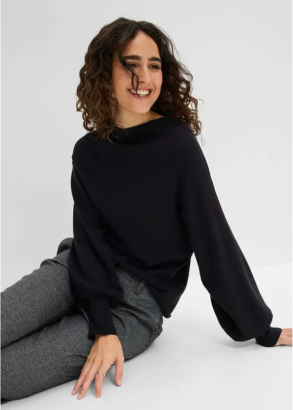 Strickpullover mit Ballon&auml;rmeln, bonprix