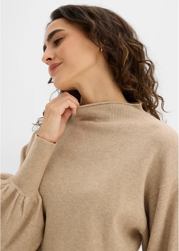 Strickpullover mit Ballon&auml;rmeln, bonprix