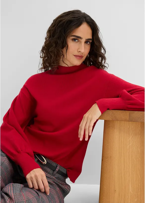 Strickpullover mit Ballon&auml;rmeln, bonprix