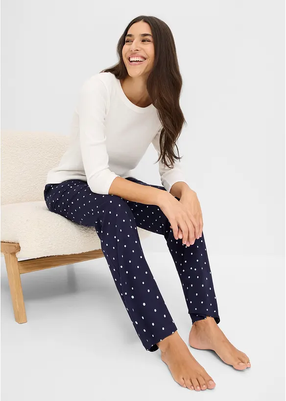 Lange Pyjamahose aus reiner Baumwolle (2er Pack), bonprix
