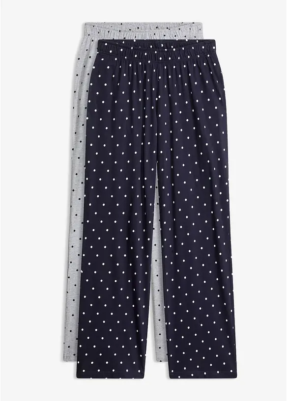 Lange Pyjamahose aus reiner Baumwolle (2er Pack), bonprix