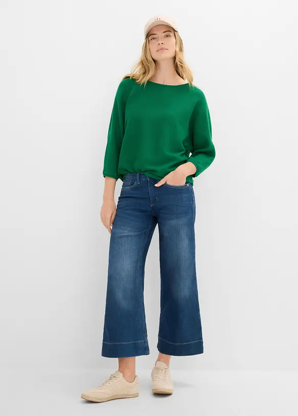 Oversize-Ripp-Pullover aus Viskose-Mix, bonprix