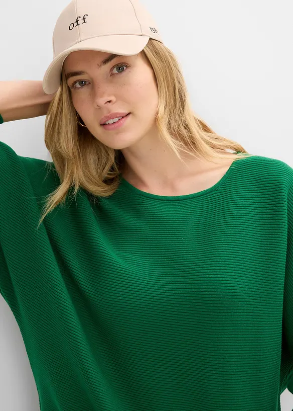 Oversize-Ripp-Pullover aus Viskose-Mix, bonprix