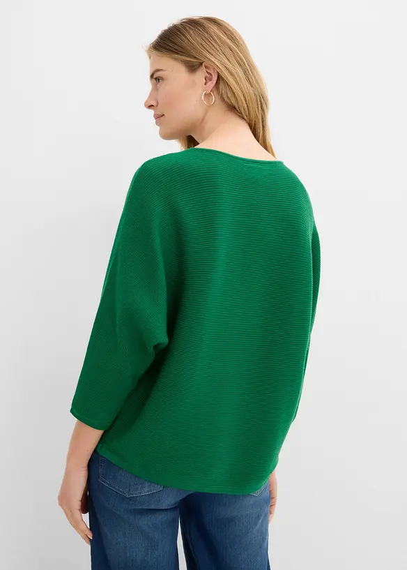 Oversize-Ripp-Pullover aus Viskose-Mix, bonprix
