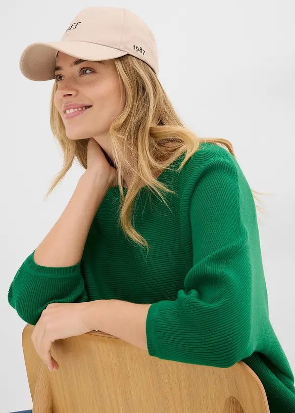 Oversize-Ripp-Pullover aus Viskose-Mix, bonprix