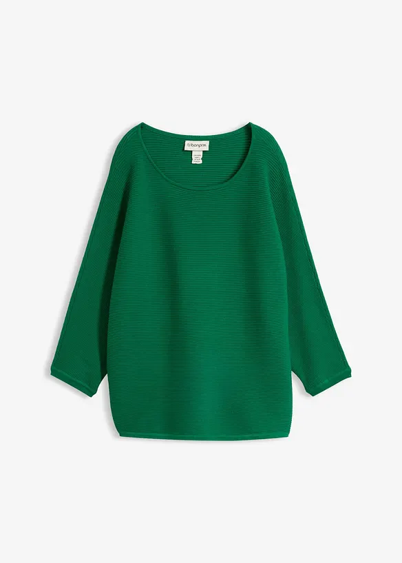 Oversize-Ripp-Pullover aus Viskose-Mix, bonprix