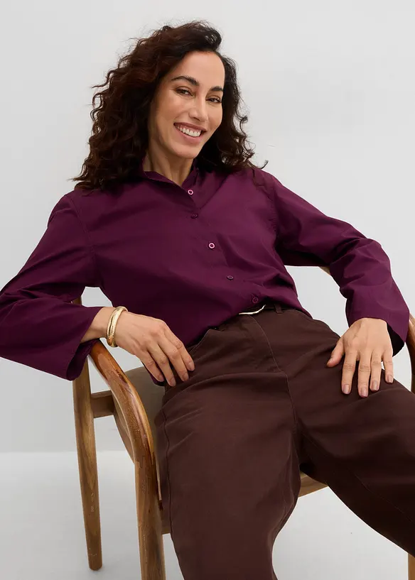 Hemdbluse aus reiner Bio-Baumwolle, bonprix