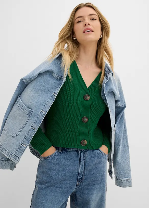 Grobstrickjacke aus reiner Baumwolle, bonprix
