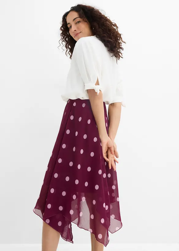 Chiffon-Midirock mit asymmetrischem Saum, bonprix