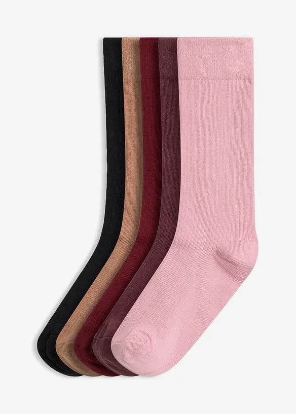 Lot de 5&nbsp;paires de chaussettes c&ocirc;tel&eacute;es, bonprix