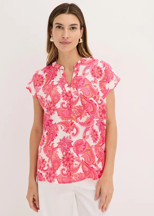 Blouse manches courtes fluide en satin, bonprix