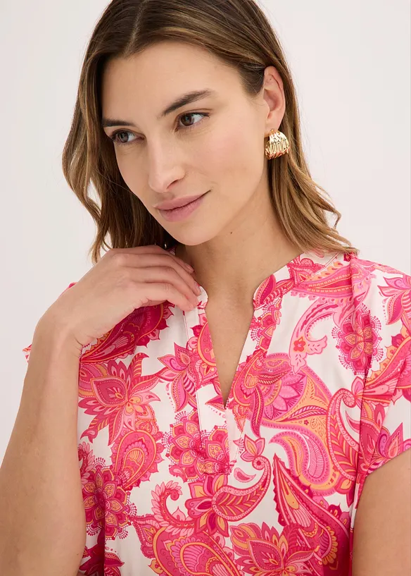 Blouse manches courtes fluide en satin, bonprix