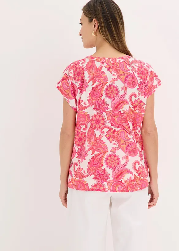 Blouse manches courtes fluide en satin, bonprix
