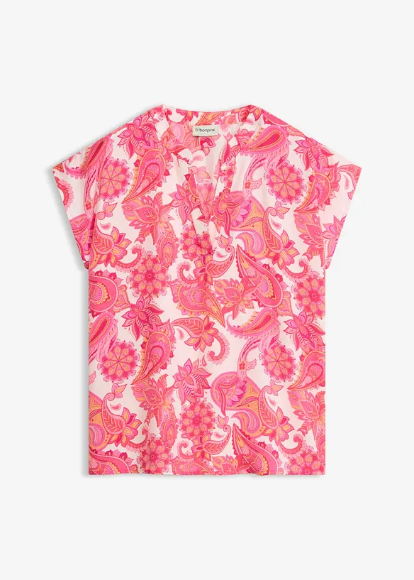 Blouse manches courtes fluide en satin, bonprix