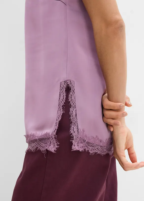 Top &agrave; dentelle, col V, bonprix