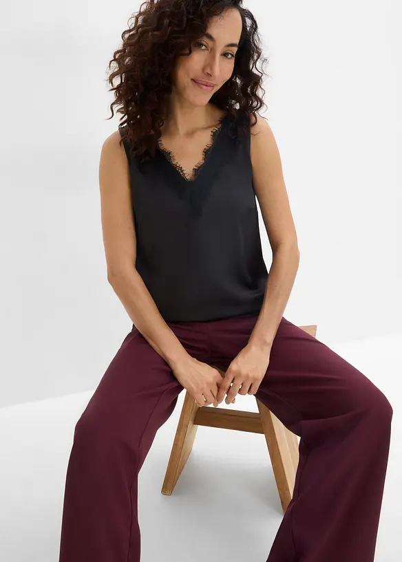 Top &agrave; dentelle, col V, bonprix