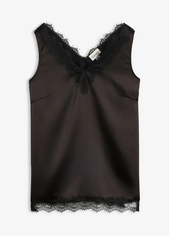 Top &agrave; dentelle, col V, bonprix