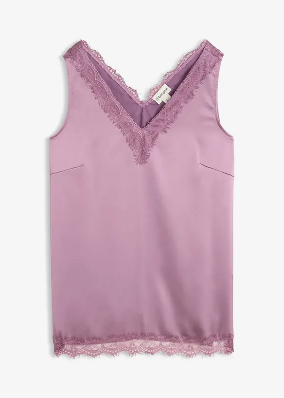 Top &agrave; dentelle, col V, bonprix
