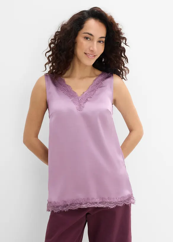 Top &agrave; dentelle, col V, bonprix