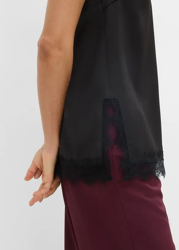 Top &agrave; dentelle, col V, bonprix