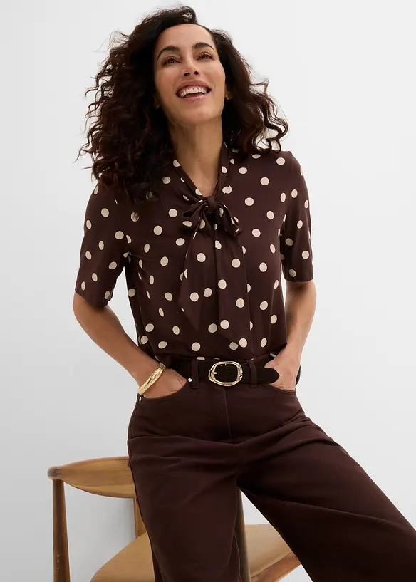 T-shirt avec lavalli&egrave;re, bonprix