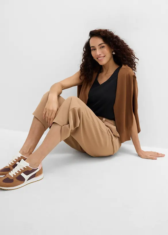 Pantalon barrel en coton extensible, bonprix