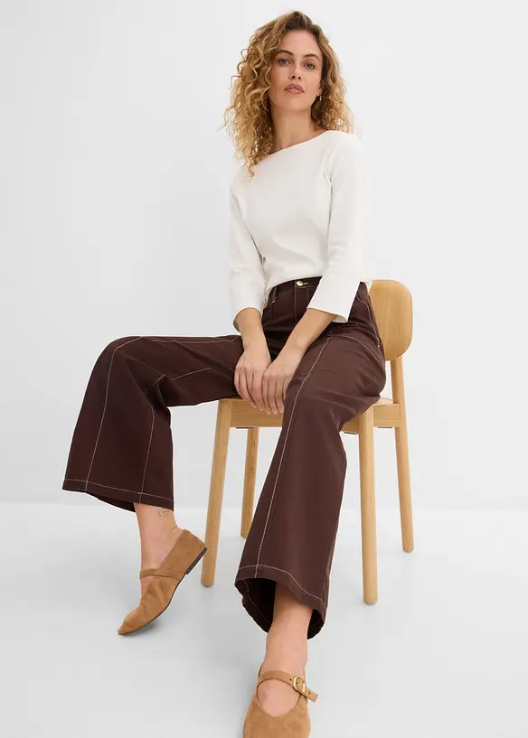 Pantalon raccourci en twill 100% coton, bonprix
