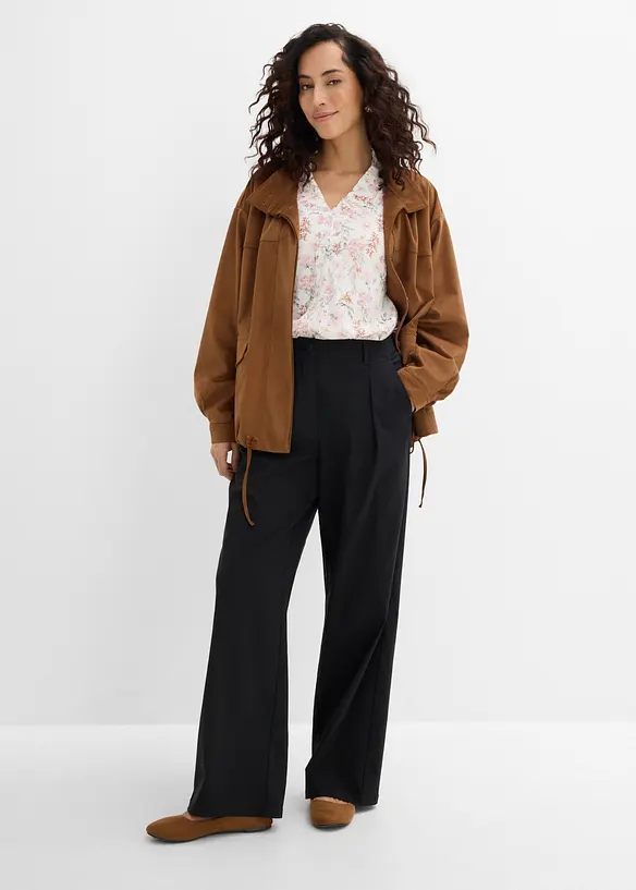 Pantalon &agrave; pinces en bengaline extensible, bonprix