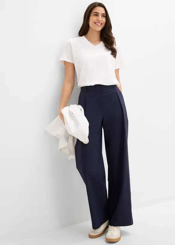 Stretchhose mit Bundfalte, aus Bengalin, bonprix