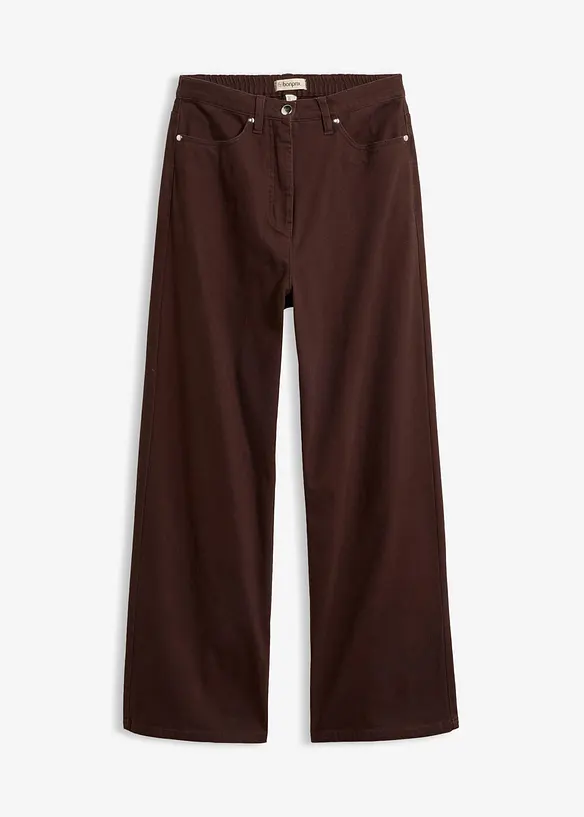 Wide-Leg Twillhose mit hohem Bund, bonprix