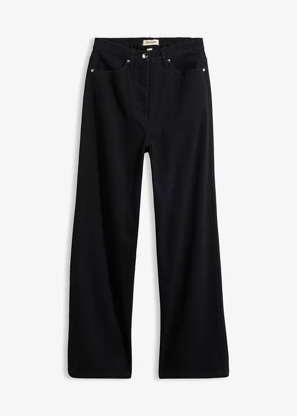Pantalon large taille haute en twill, bonprix