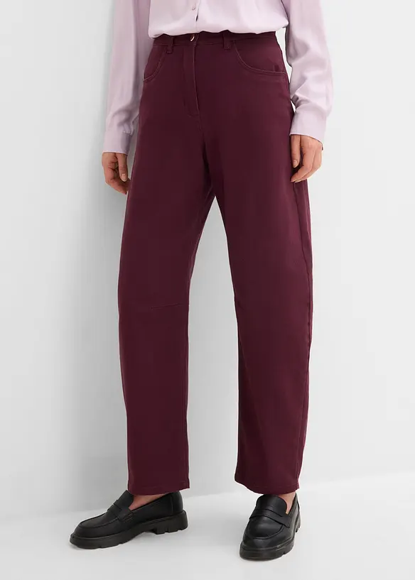 Pantalon barrel taille haute en twill, bonprix