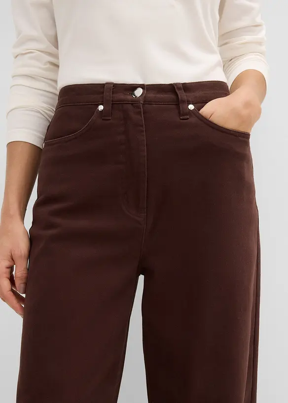 Wide-Leg Twillhose mit hohem Bund, bonprix