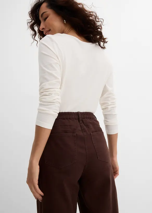 Wide-Leg Twillhose mit hohem Bund, bonprix