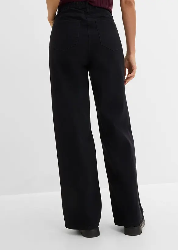 Pantalon large taille haute en twill, bonprix