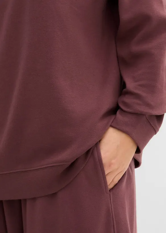 Sweat col zipp&eacute; en interlock 100% coton, bonprix