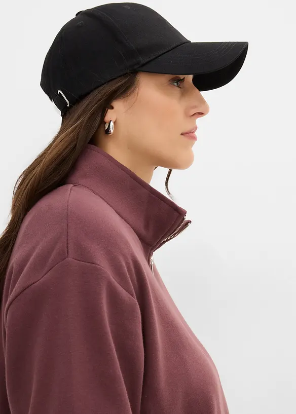 Sweat col zipp&eacute; en interlock 100% coton, bonprix