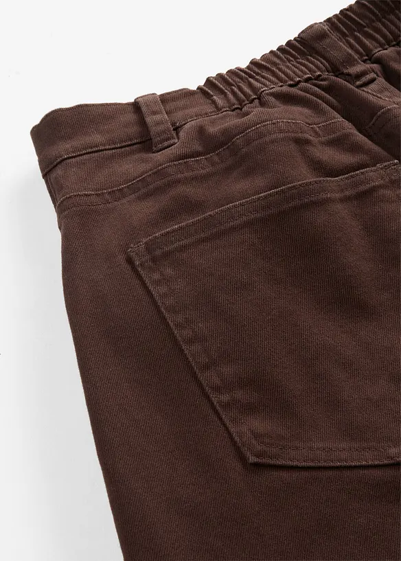 Pantalon barrel taille haute en twill, bonprix