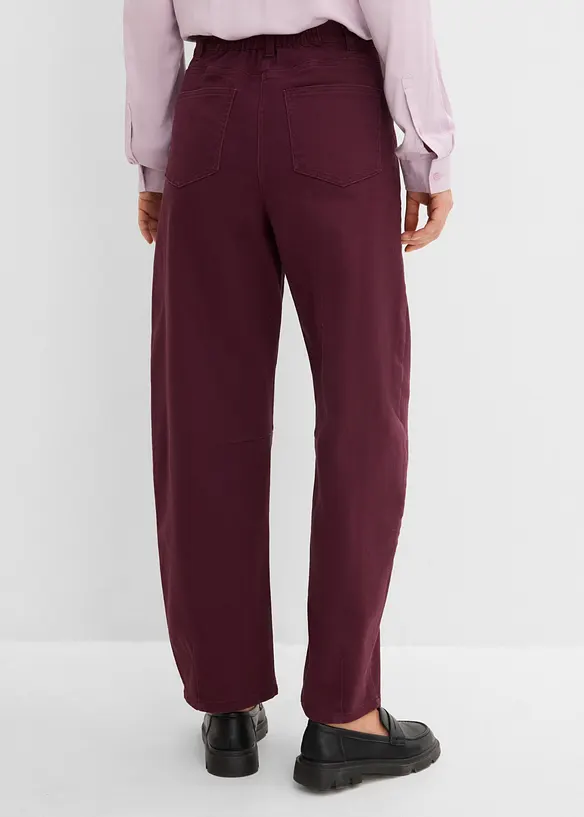Pantalon barrel taille haute en twill, bonprix
